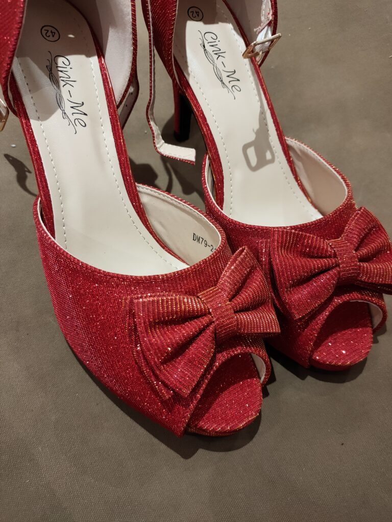 sparkly red high heels