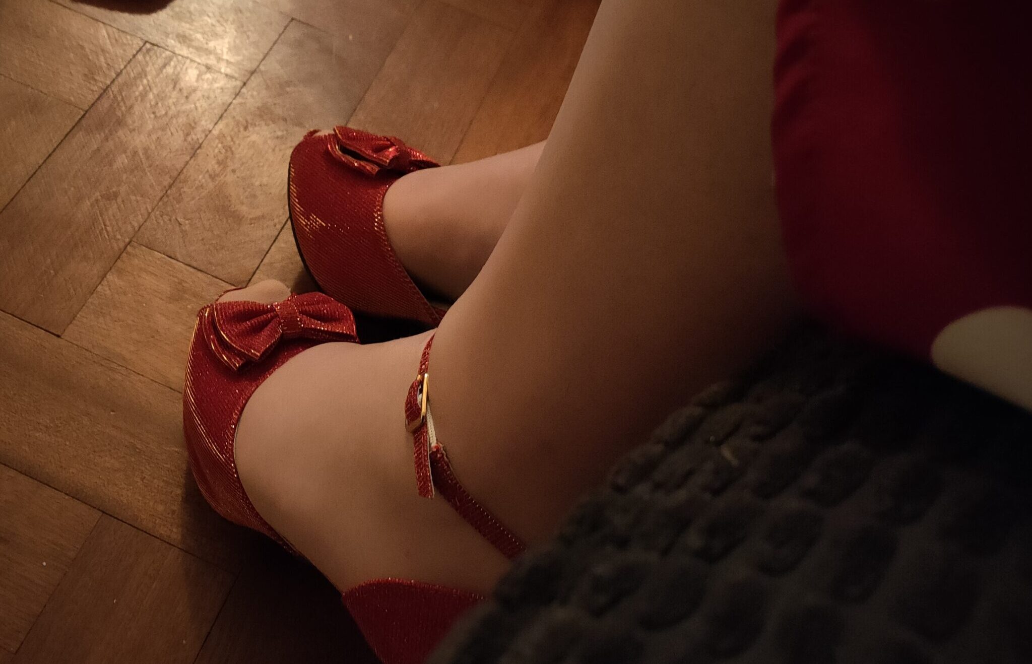 sparkly red high heels