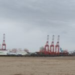 Cranes at Crosby and Sealink ferry from Belfast