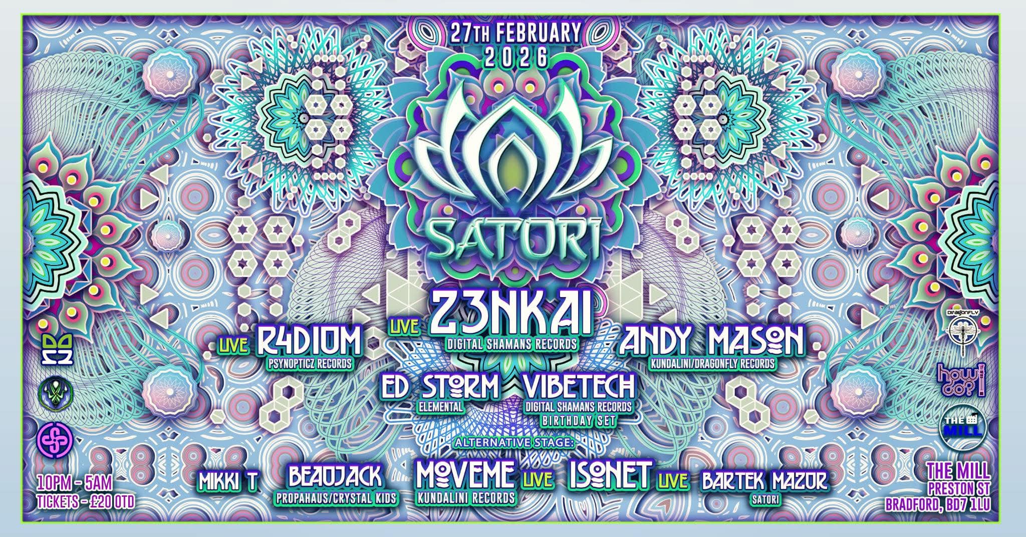 Satori Psytrance Flyer - 27th Feb 2026